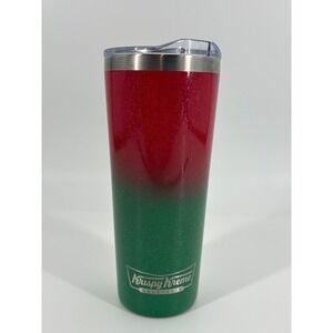 Krispy Kreme Holiday Glitter SS Tumbler 20oz Red Green Christmas Travel Mug‎
